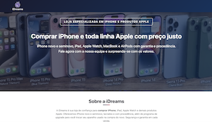 Preview do site iDreams — loja de iPhone e produtos Apple